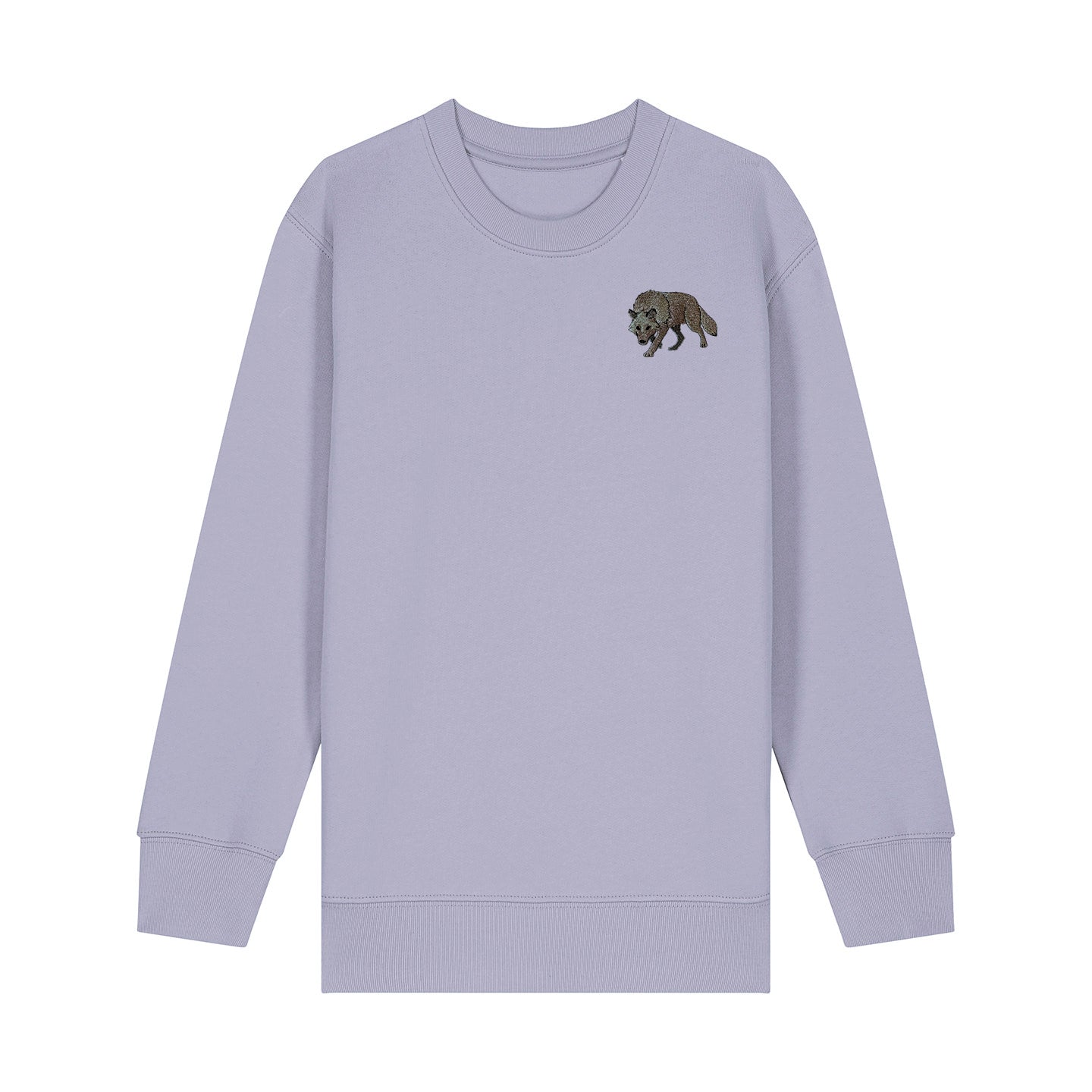 Grey Wolf Embroidered Kids Jumper