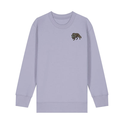 Grey Wolf Embroidered Kids Jumper