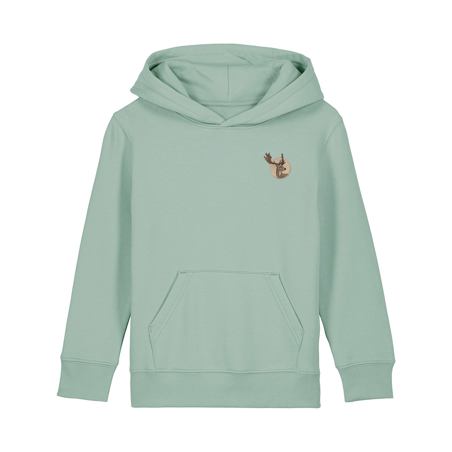 Fallow Deer Portrait Embroidered Kids Hoodie