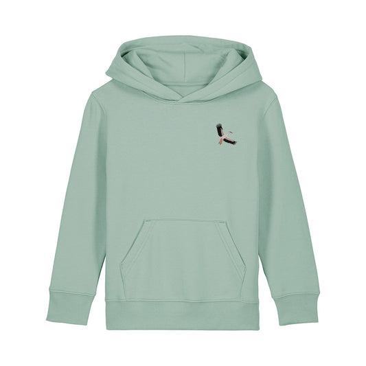 White Stork Flight Embroidered Kids Hoodie