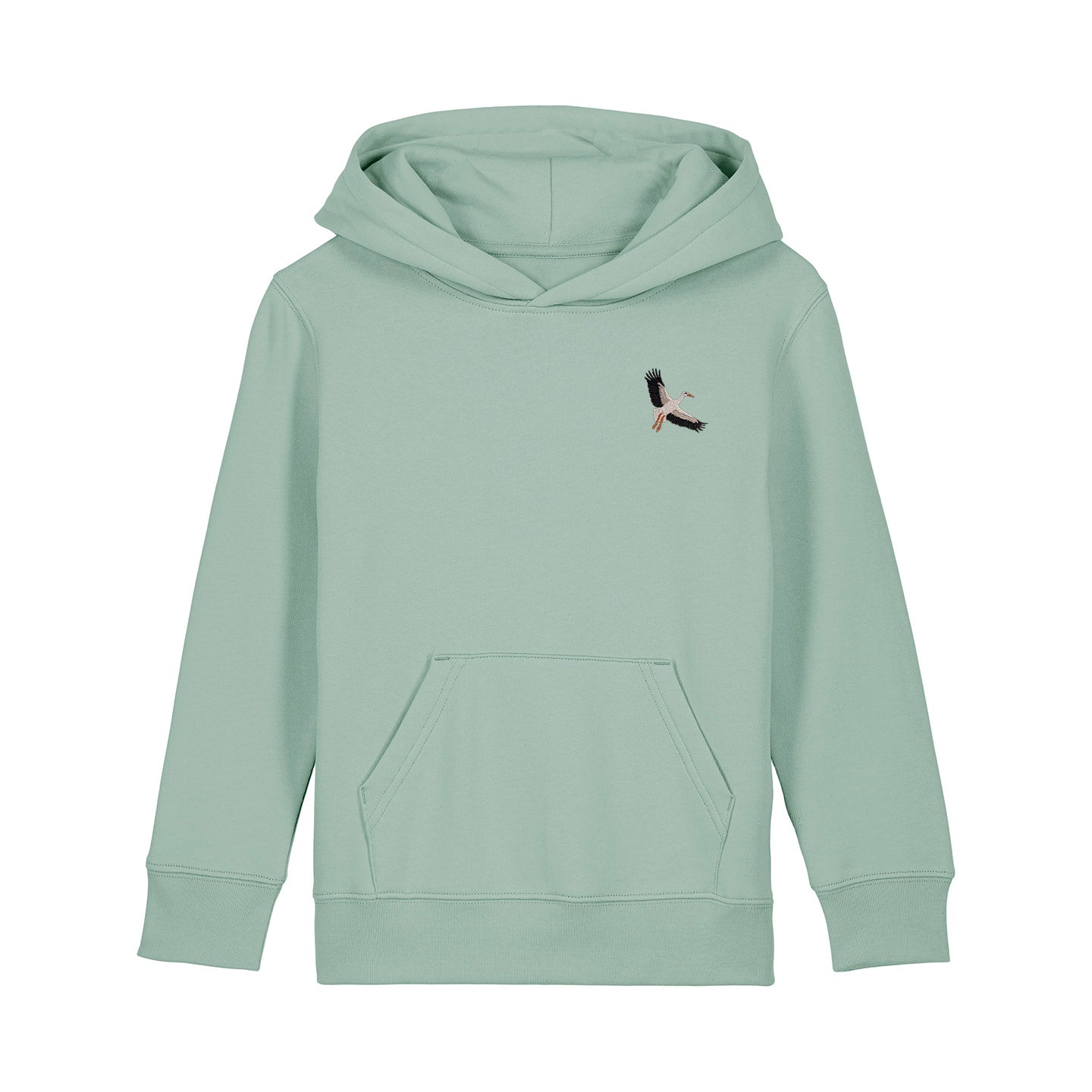 White Stork Flight Embroidered Kids Hoodie