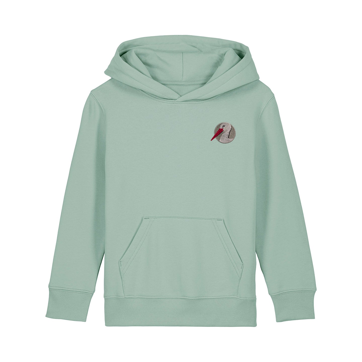 White Stork Portrait Embroidered Kids Hoodie