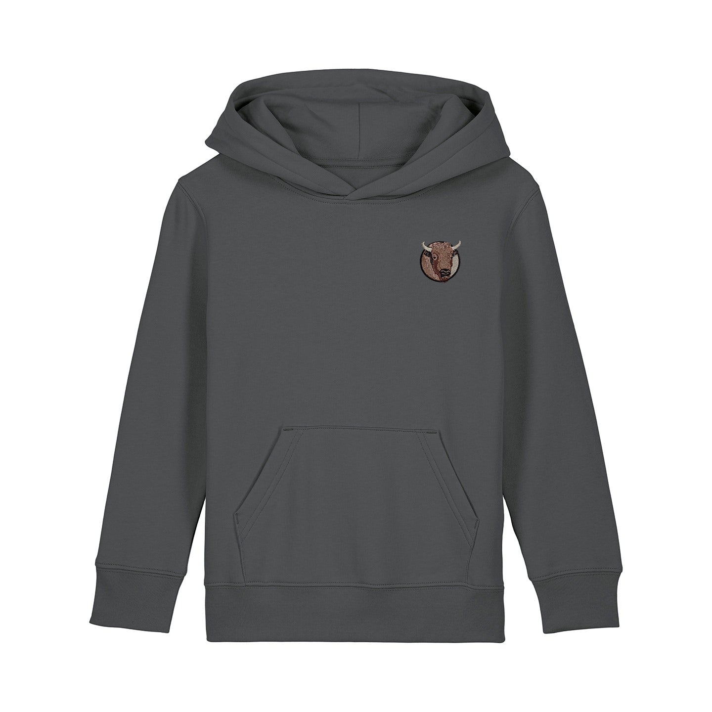 Bison Portrait Embroidered Kids Hoodie