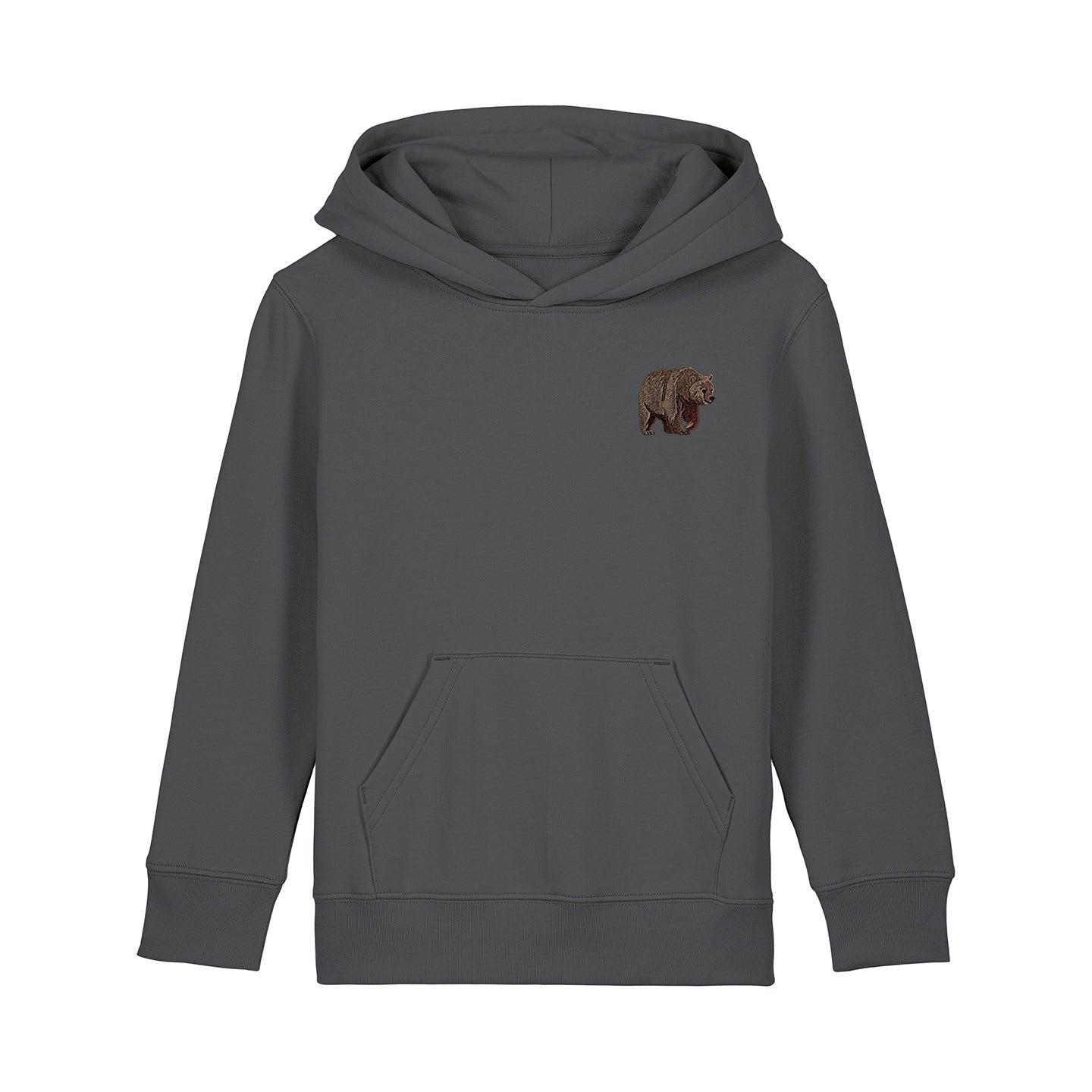 Brown Bear Embroidered Kids Hoodie