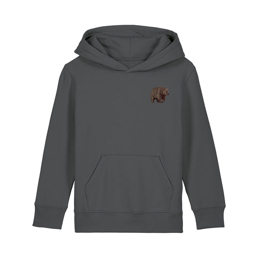 Brown Bear Embroidered Kids Hoodie