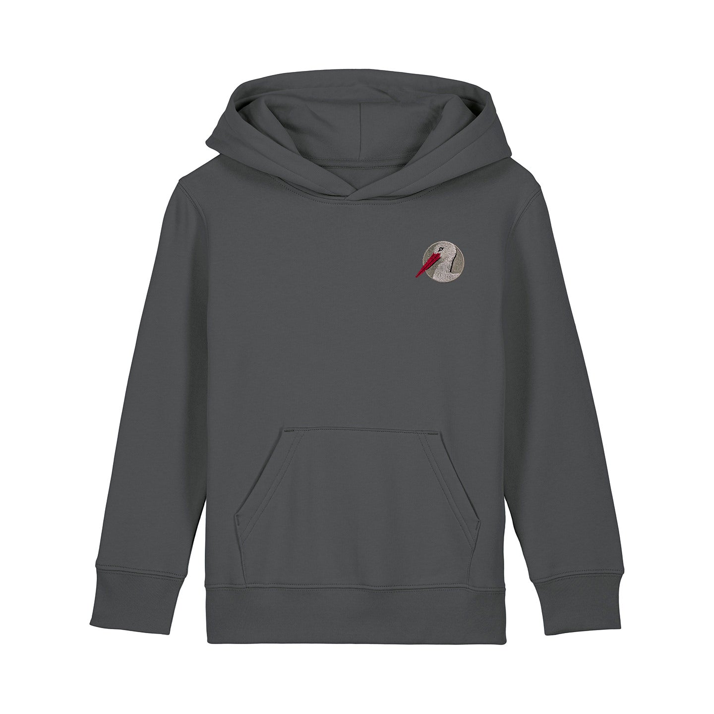 White Stork Portrait Embroidered Kids Hoodie