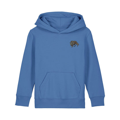 Grey Wolf Embroidered Kids Hoodie