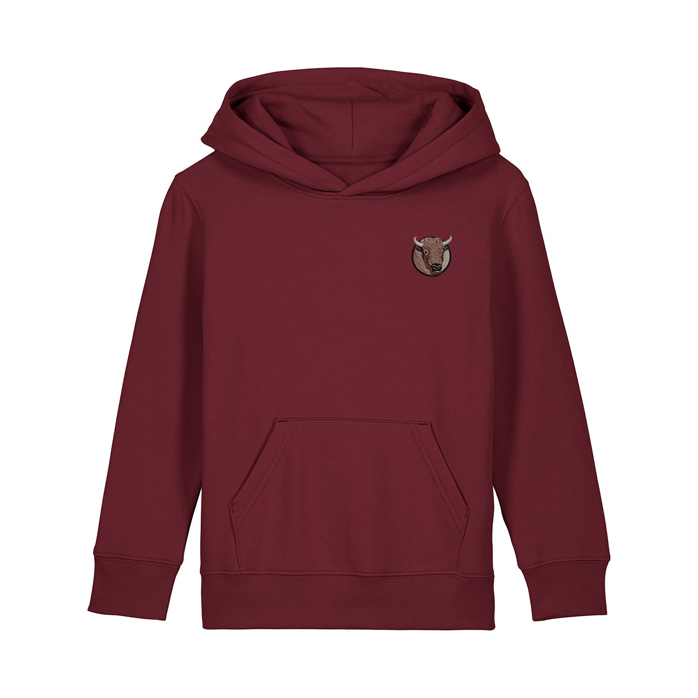 Bison Portrait Embroidered Kids Hoodie