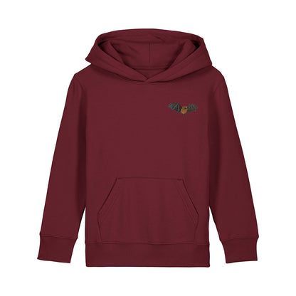 Noctule Bat Embroidered Kids Hoodie
