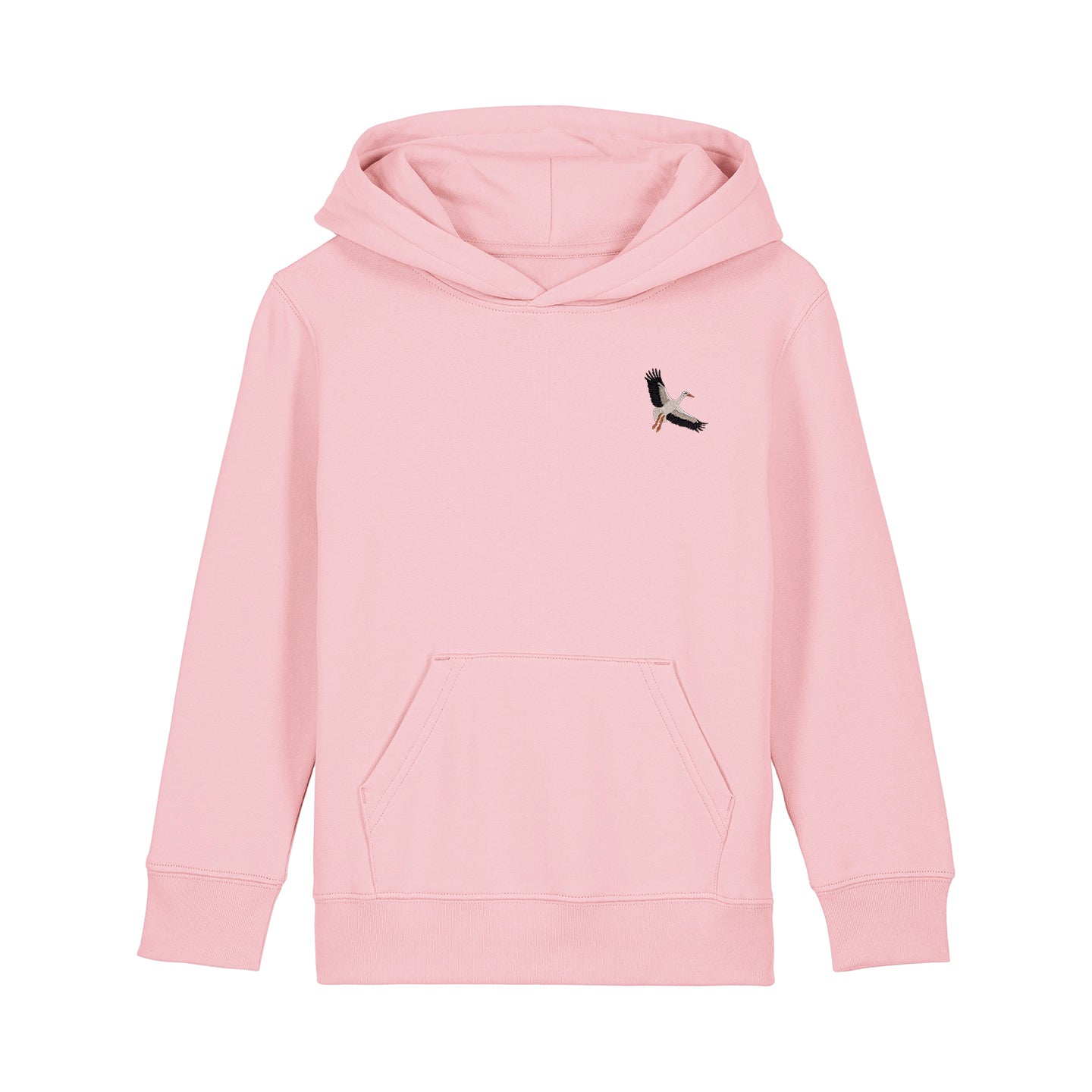 White Stork Flight Embroidered Kids Hoodie