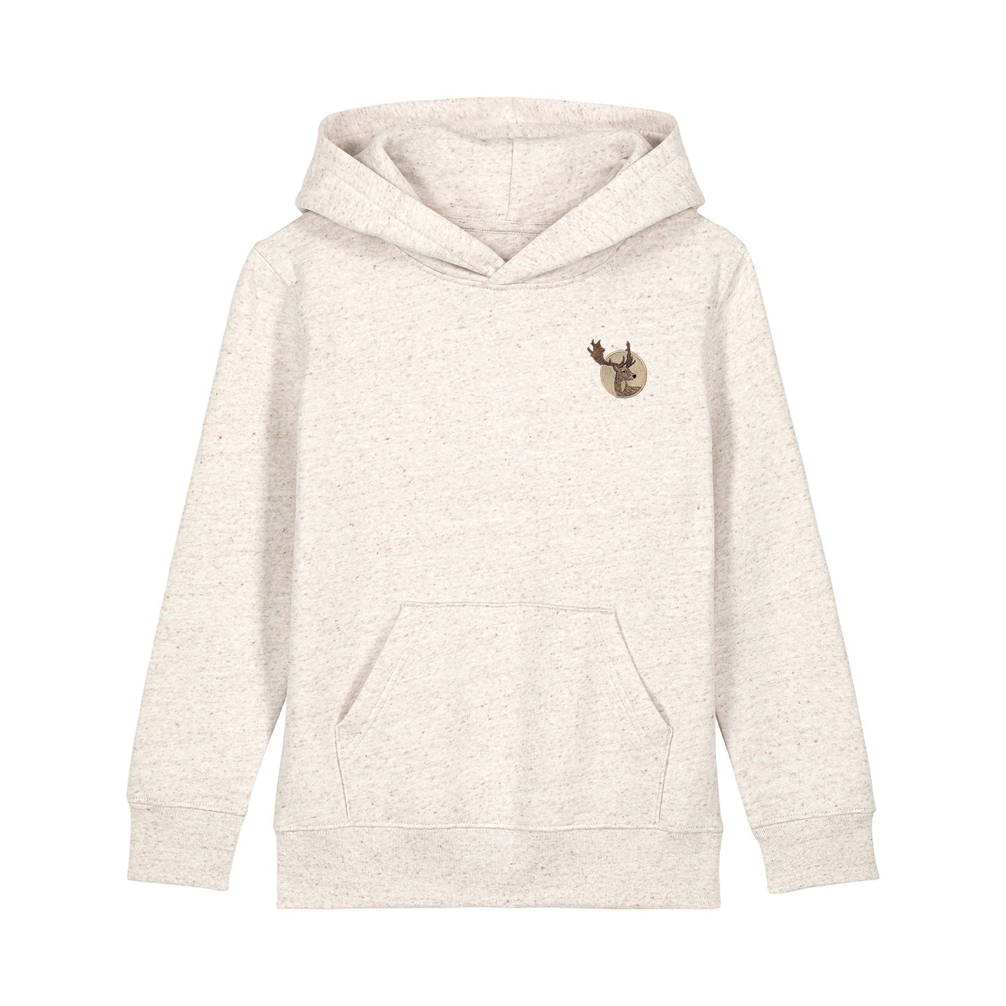 Fallow Deer Portrait Embroidered Kids Hoodie