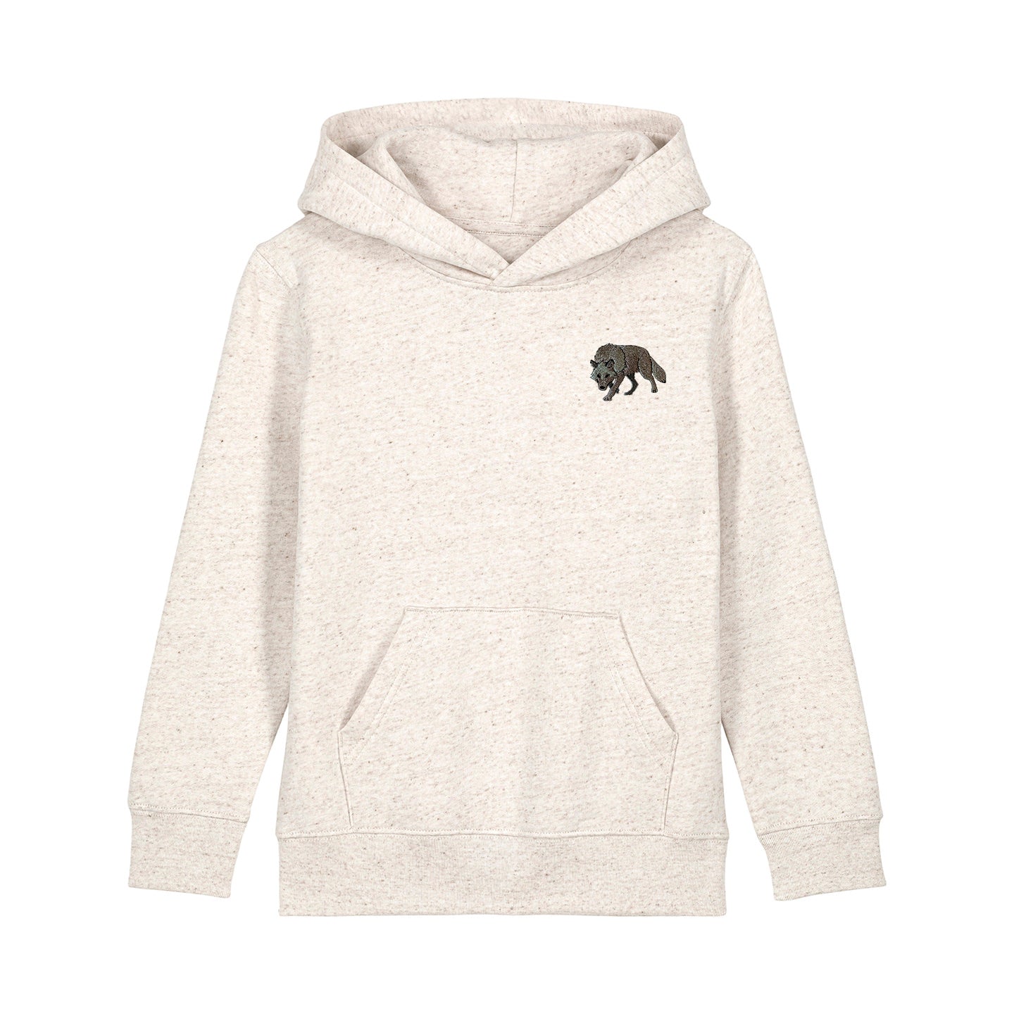 Grey Wolf Embroidered Kids Hoodie