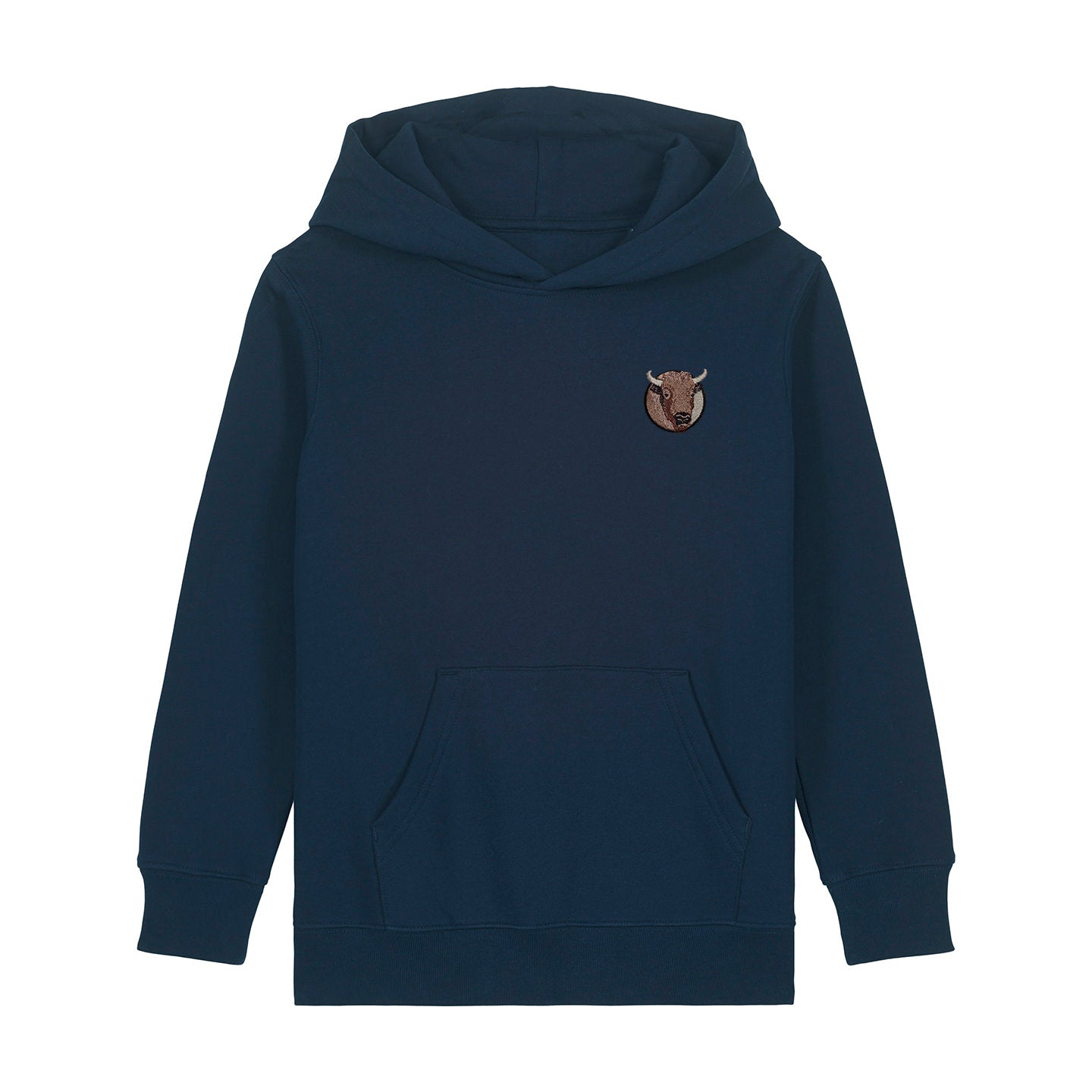 Bison Portrait Embroidered Kids Hoodie