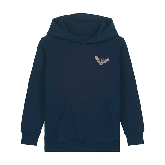 Grey Long-Eared Bat Embroidered Kids Hoodie
