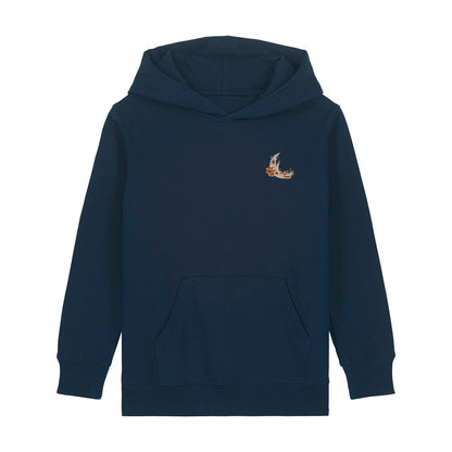 Mushroom Moon Crescent Embroidered Kids Hoodie