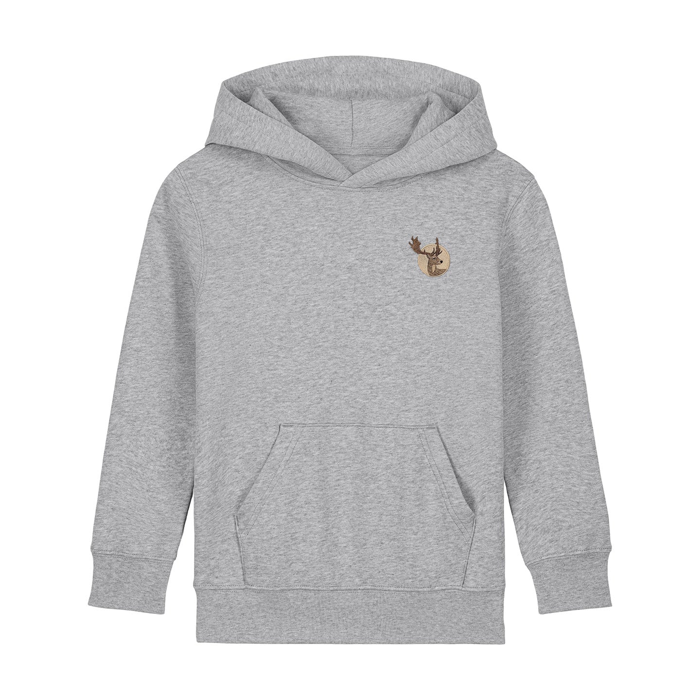 Fallow Deer Portrait Embroidered Kids Hoodie