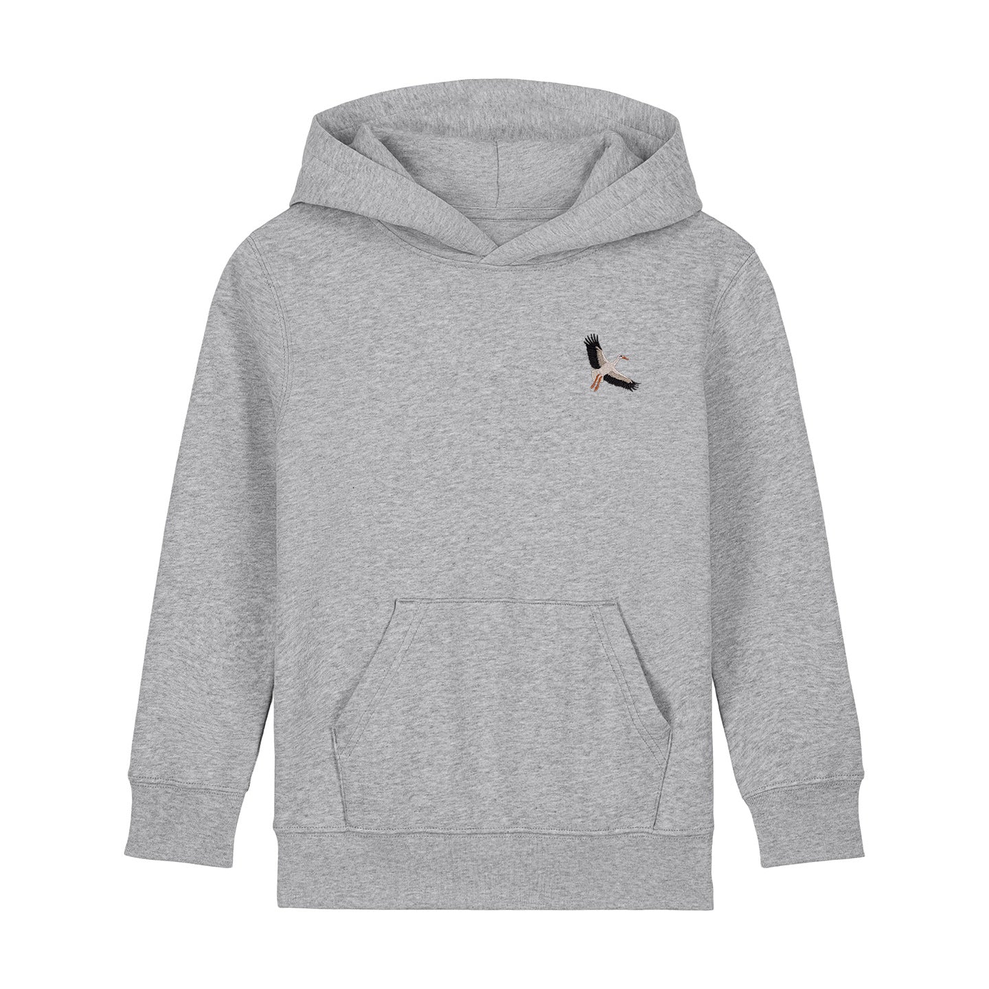 White Stork Flight Embroidered Kids Hoodie