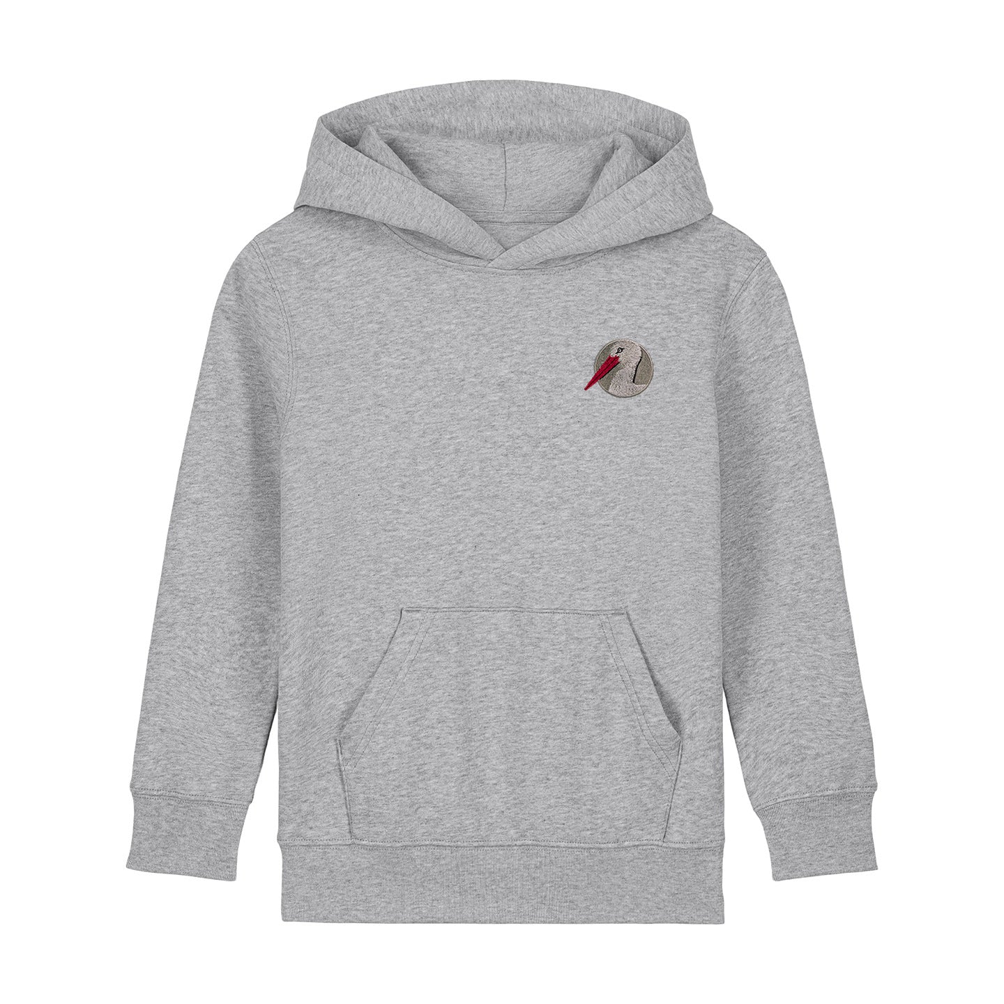 White Stork Portrait Embroidered Kids Hoodie