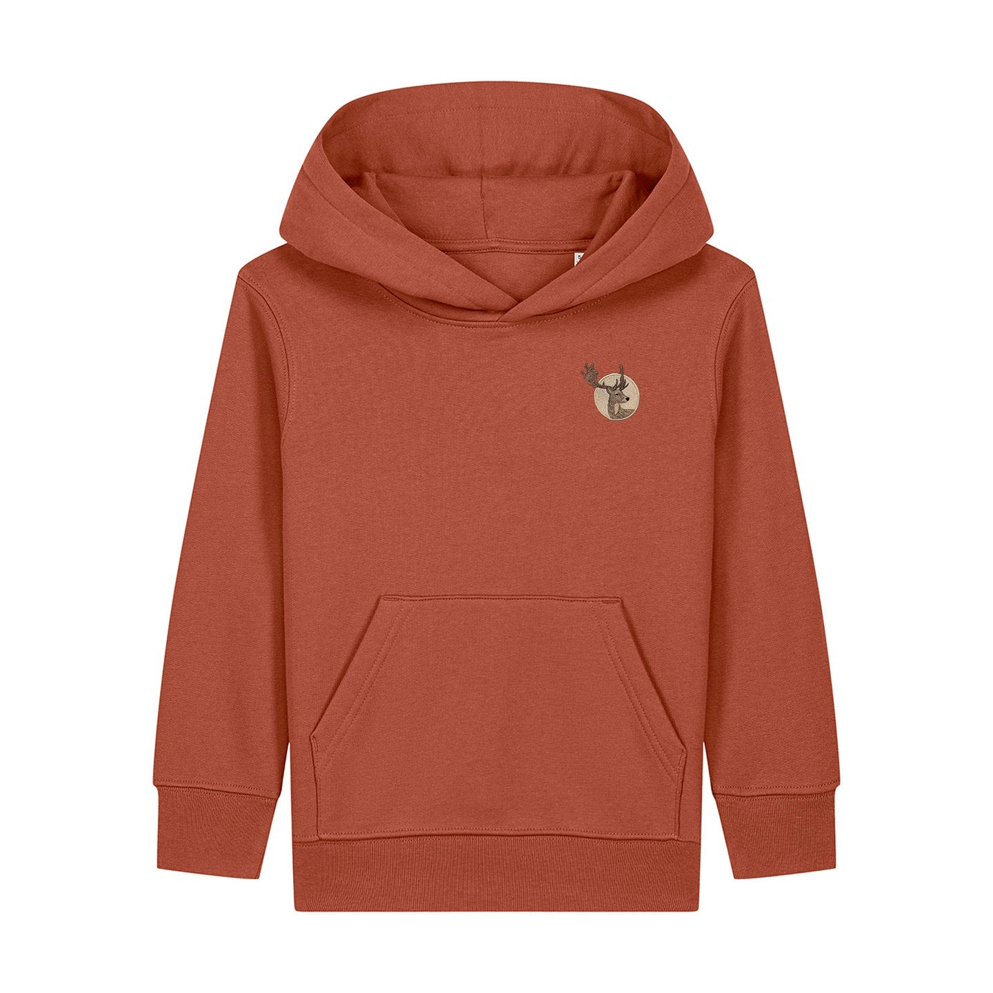 Fallow Deer Portrait Embroidered Kids Hoodie