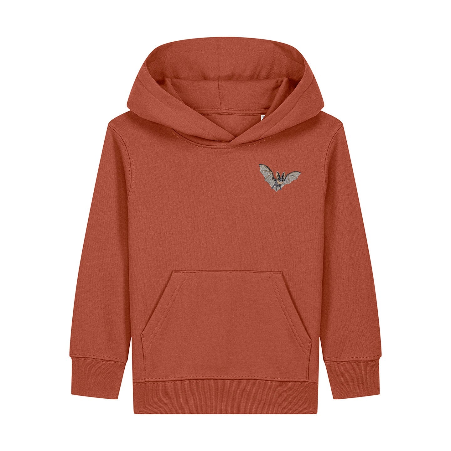Grey Long-Eared Bat Embroidered Kids Hoodie