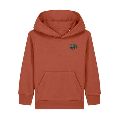 Grey Wolf Embroidered Kids Hoodie