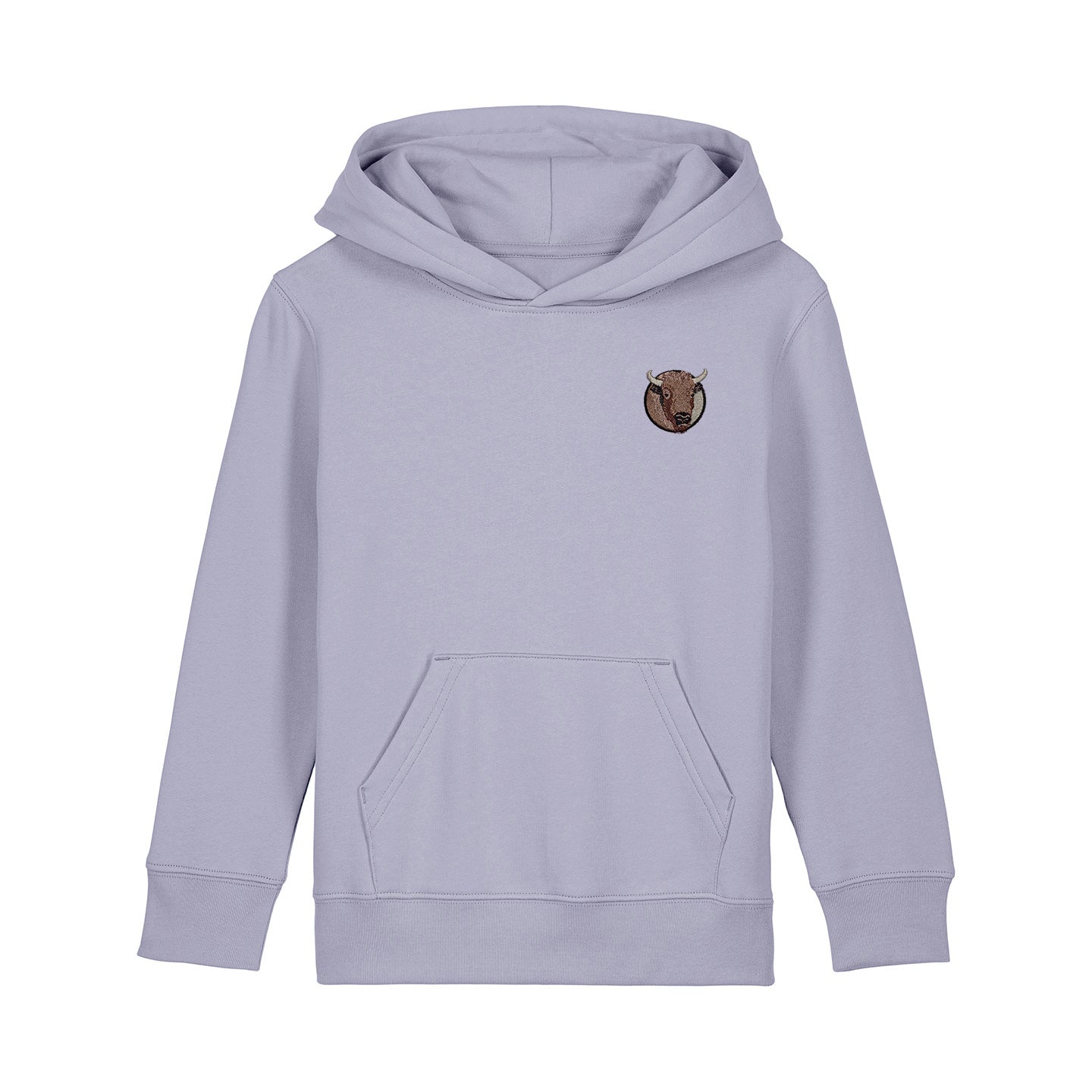 Bison Portrait Embroidered Kids Hoodie