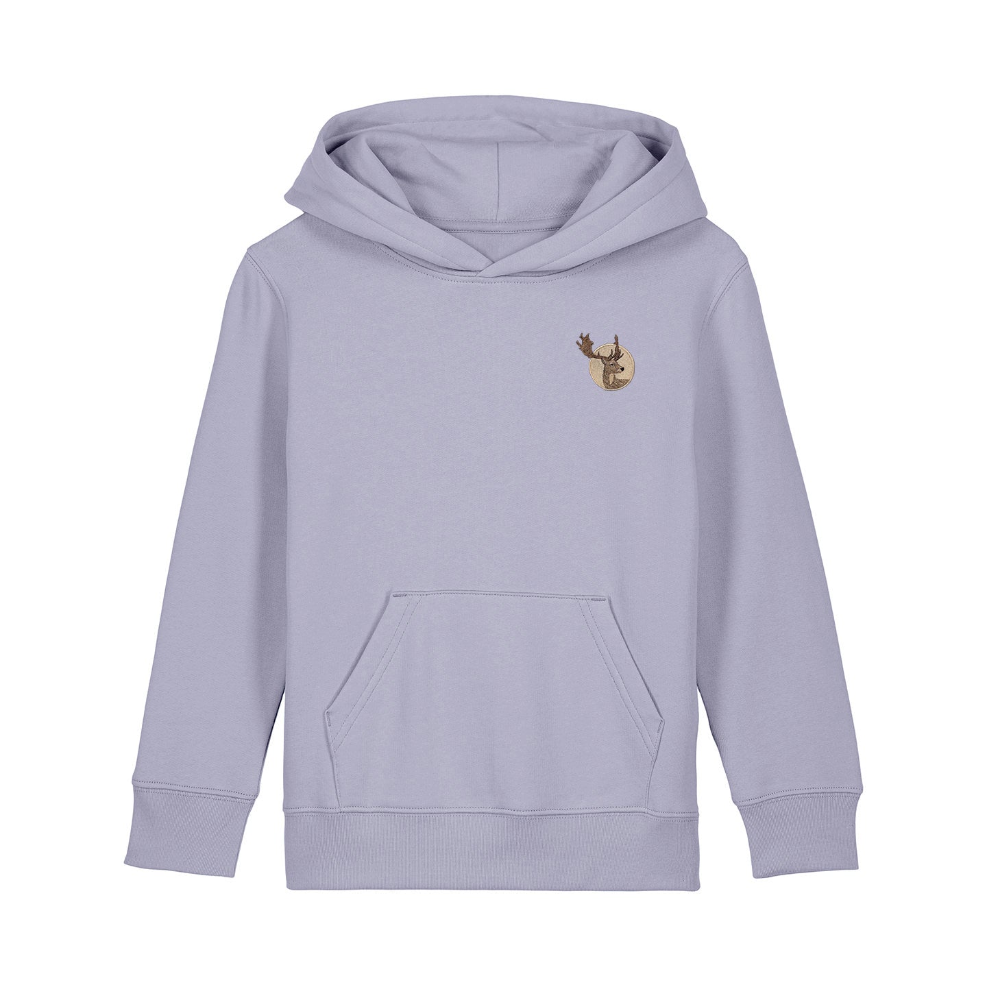 Fallow Deer Portrait Embroidered Kids Hoodie
