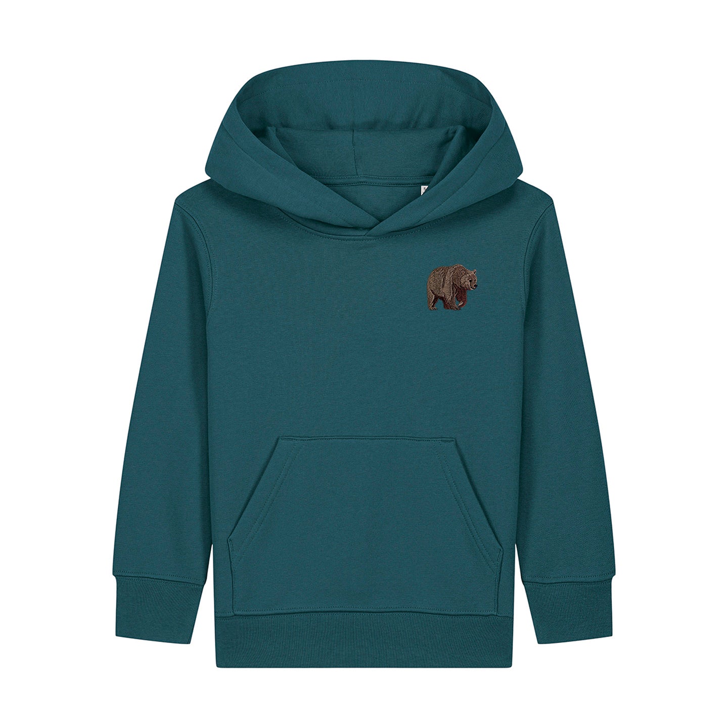 Brown Bear Embroidered Kids Hoodie
