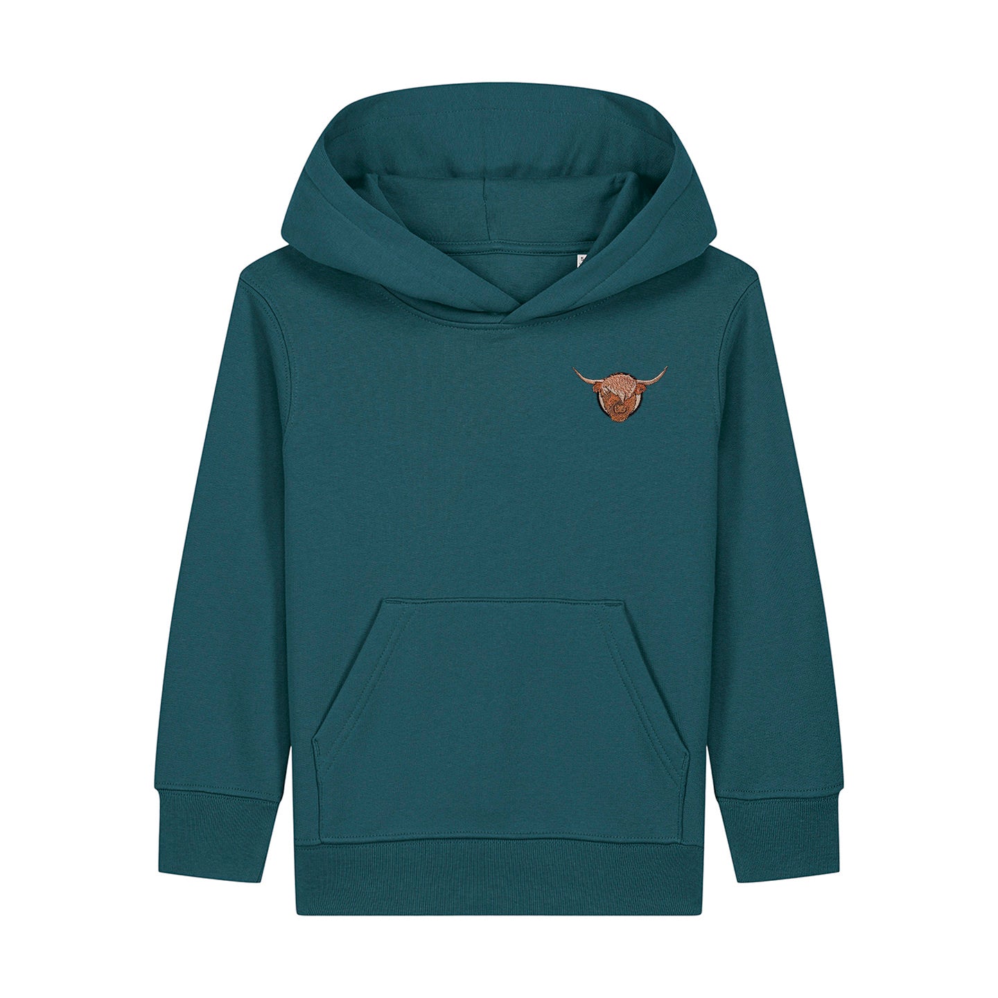Highland Cow Embroidered Kids Hoodie