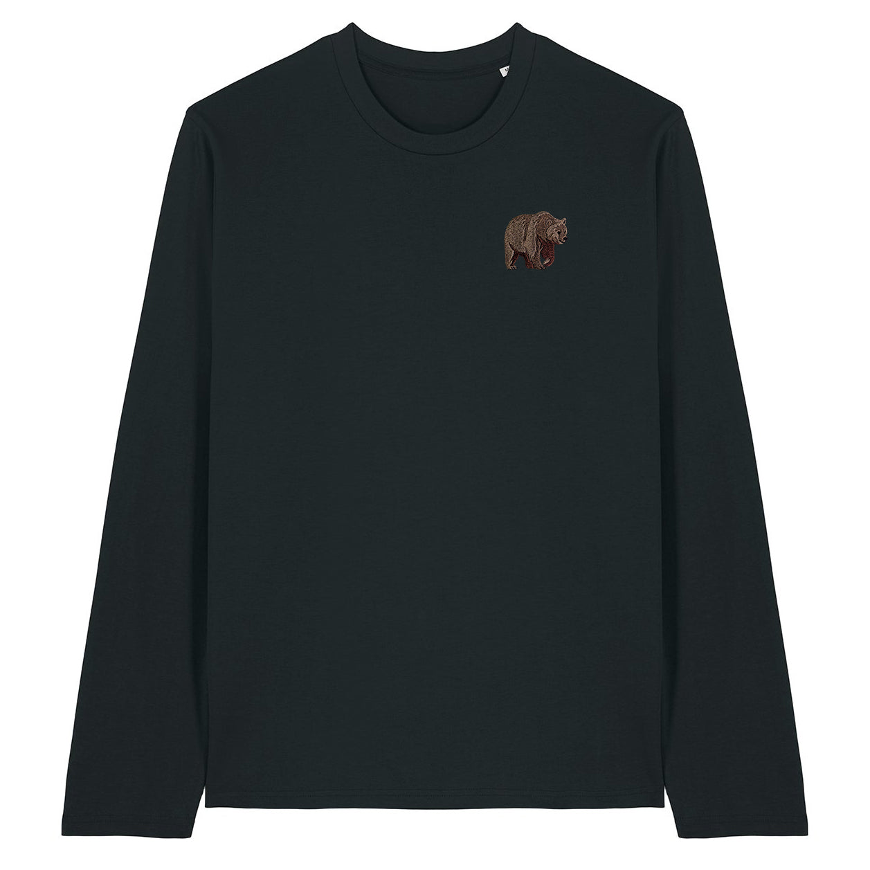 Brown Bear Embroidered Long Sleeve T-Shirt
