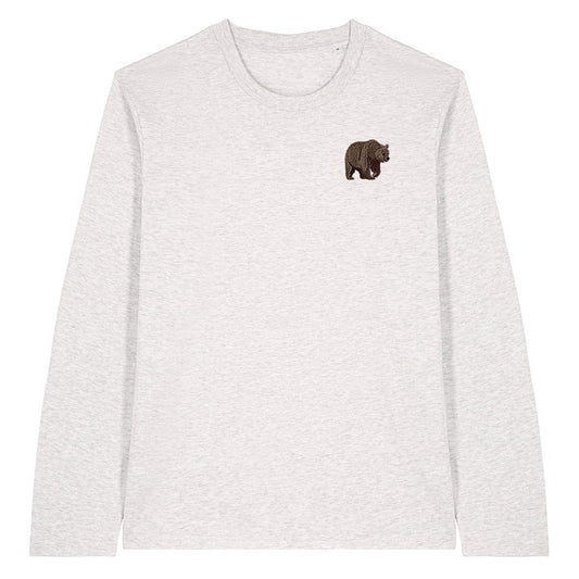 Brown Bear Embroidered Long Sleeve T-Shirt