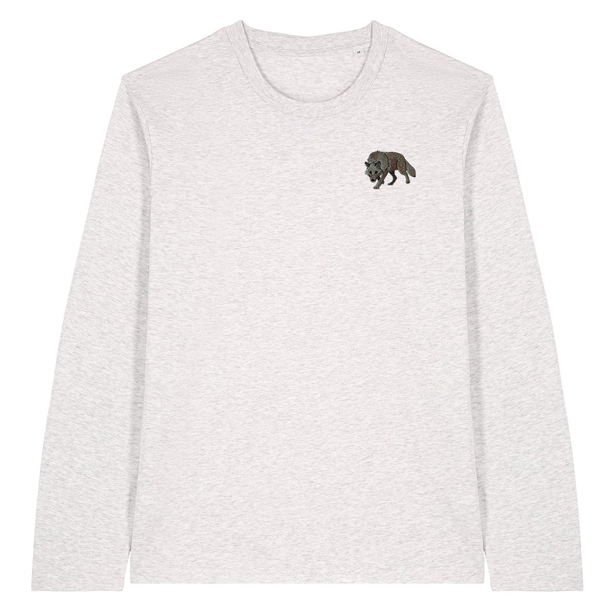 Grey Wolf Embroidered Long Sleeve T-Shirt