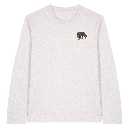 Grey Wolf Embroidered Long Sleeve T-Shirt