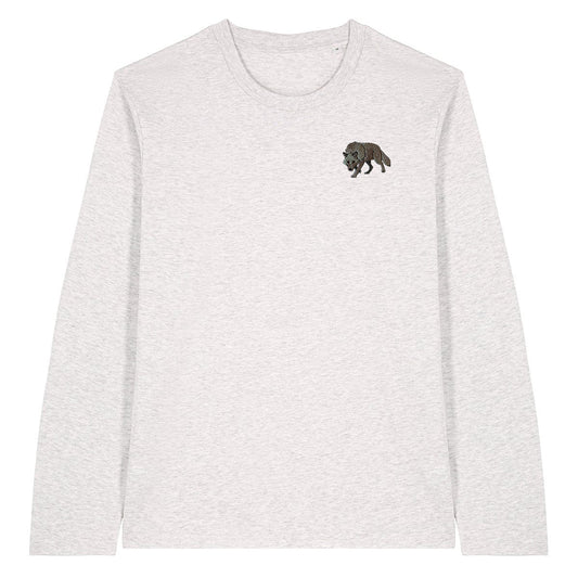 Grey Wolf Embroidered Long Sleeve T-Shirt