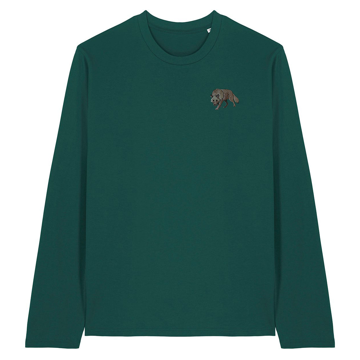 Grey Wolf Embroidered Long Sleeve T-Shirt