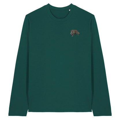 Grey Wolf Embroidered Long Sleeve T-Shirt