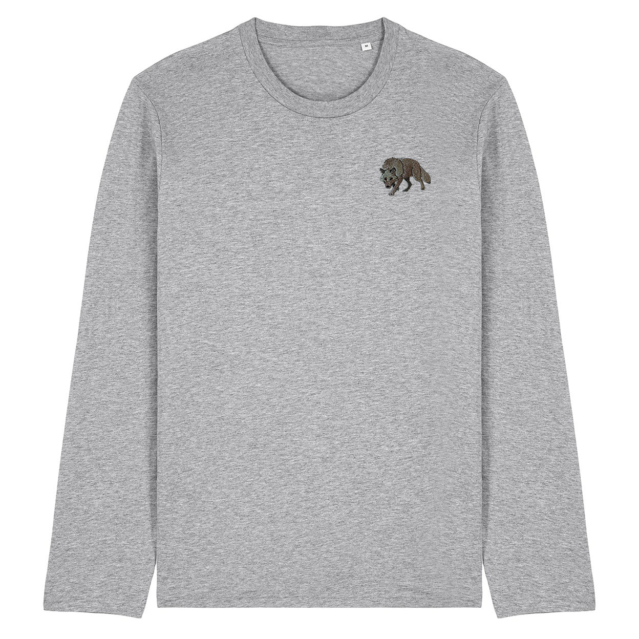Grey Wolf Embroidered Long Sleeve T-Shirt