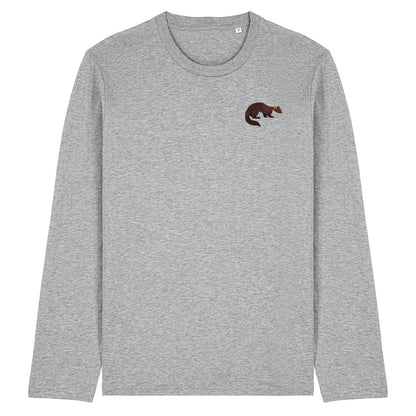 Pine Marten Embroidered Long Sleeve T-Shirt