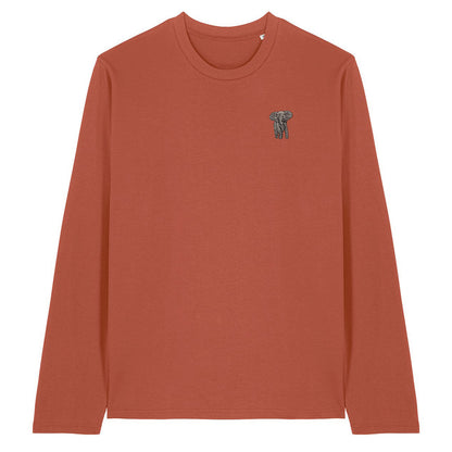 Elephant Embroidered Long Sleeve T-Shirt