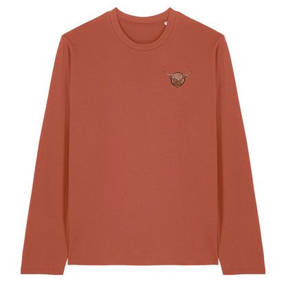 Highland Cow Embroidered Long Sleeve T-Shirt