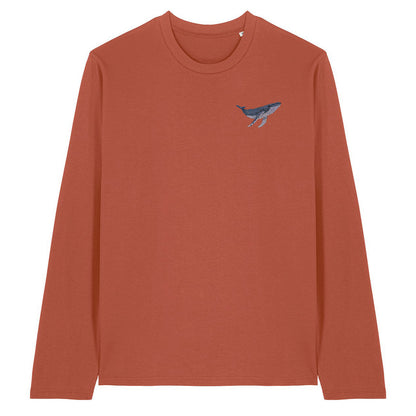 Humpback Whale Embroidered Long Sleeve T-Shirt