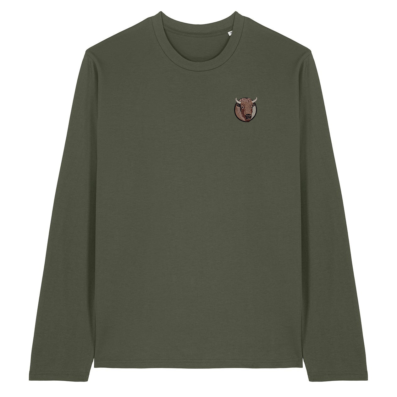 Bison Portrait Embroidered Long Sleeve T-Shirt