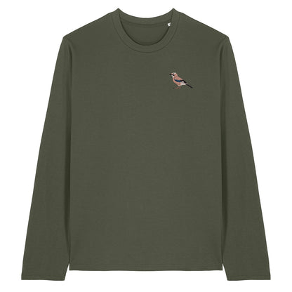 Eurasian Jay Embroidered Long Sleeve T-Shirt