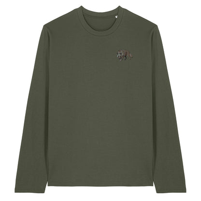 Grey Wolf Embroidered Long Sleeve T-Shirt