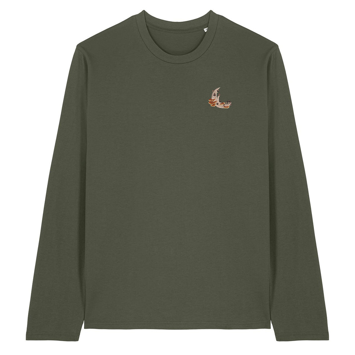 Mushroom Moon Crescent Embroidered Long Sleeve T-Shirt