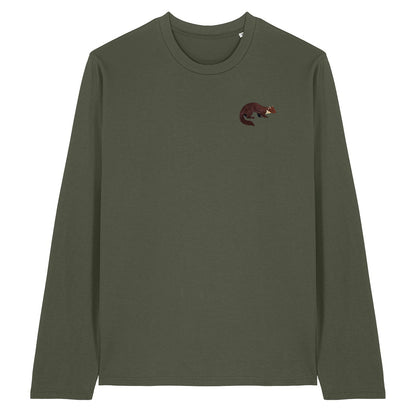 Pine Marten Embroidered Long Sleeve T-Shirt