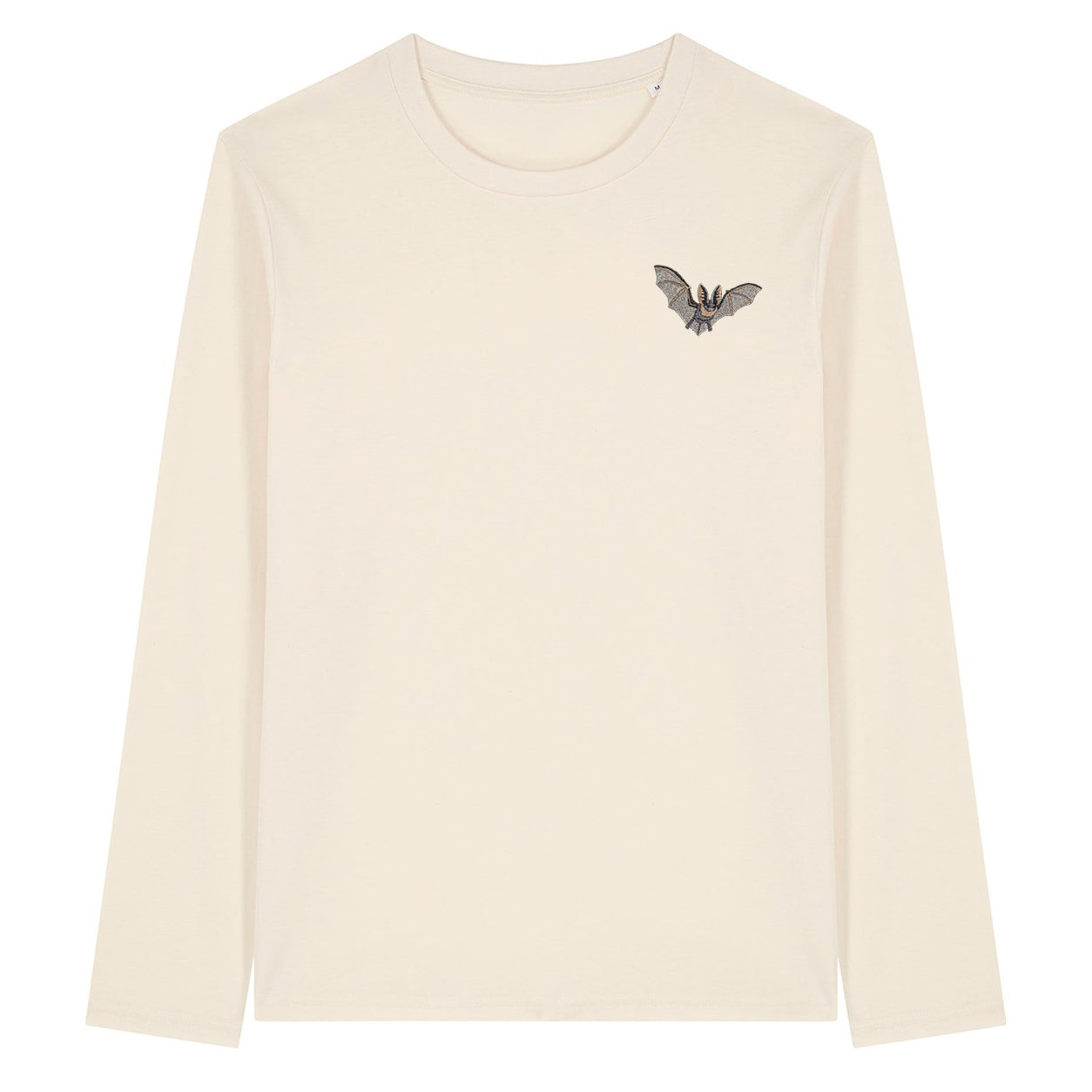 Grey Long-Eared Bat Embroidered Long Sleeve T-Shirt