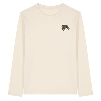 Grey Wolf Embroidered Long Sleeve T-Shirt