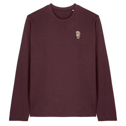 Barn Owl Cute Embroidered Long Sleeve T-Shirt