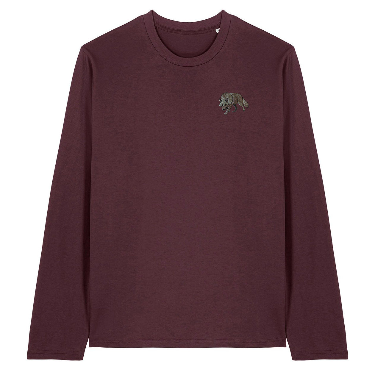 Grey Wolf Embroidered Long Sleeve T-Shirt